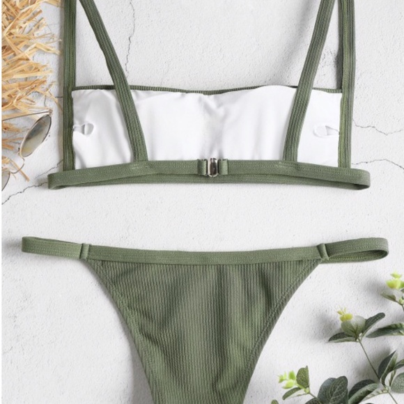 Olive Ribbed Bikini - Picture 2 of 5